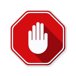 red stop sign with hand