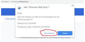 installing crx to chromium dialog box