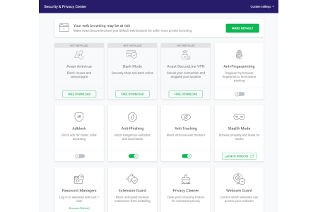 avast security and privacy center screenshot