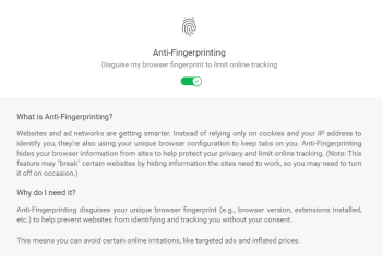 fingerprinting settings avast