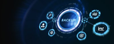 holographic tech concept with the word backup in all caps