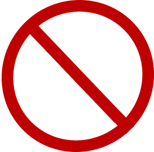 red circle with line through