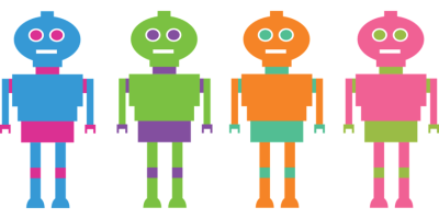 four different colored vector bots