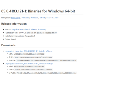 hashes for ungoogled chromium