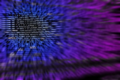 lines of code in white text on a blue and purple background