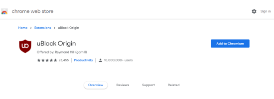extension on chrome web store