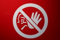 deny symbol in white on red background