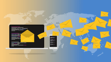 many yellow envelopes to computer