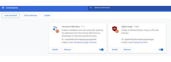 installed chromium extensions