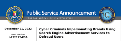 screenshot of FBI PSA website header