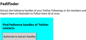 screenshot of fedifinder website