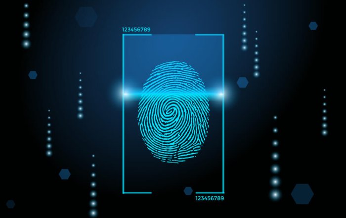 fingerprint hud scan on blue background