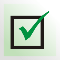 green check in black box