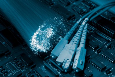 network concept with blue wires and blue background