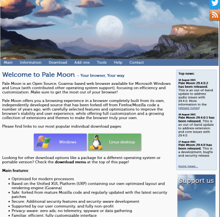 pale moon website