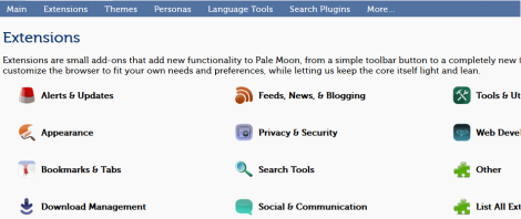 pale moon plugins website