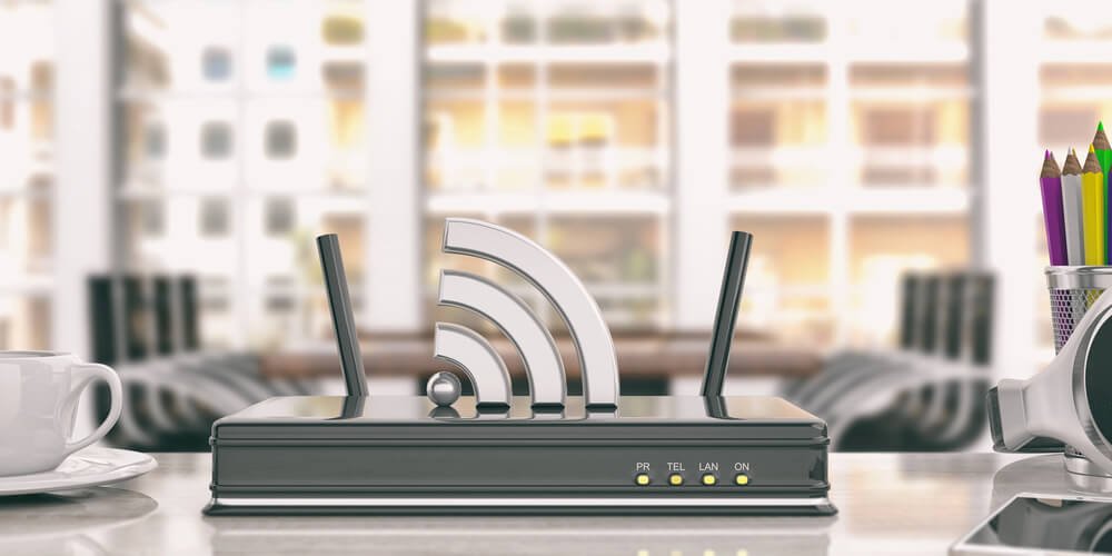 router on table surface