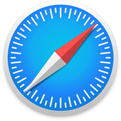 safari logo blue compass face with red and silver hand