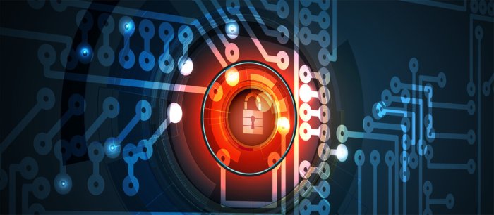 orange padlock on blue background