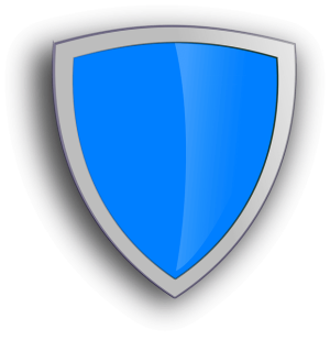 blue shield with grey outline