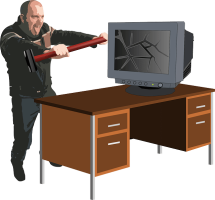man with hammer broken monitor