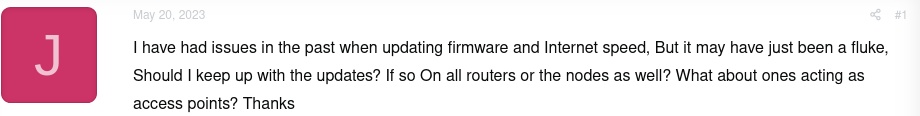 a user questioning if they should update their router firmware