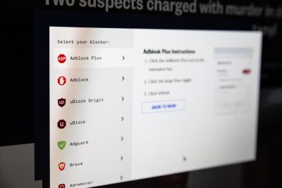 photo of computer screen displaying different adblockers